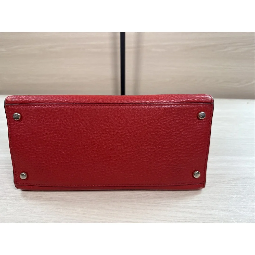 Kate Spade New York STEWART‎ STREET Pebbled Leather LITTLE JOY SATCHEL Red Gold
